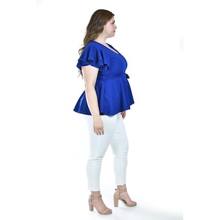 Foto 2 | Blusa De Corte Peplum Roman Fashion /juvenil, 1869 (azul Rey) Azul