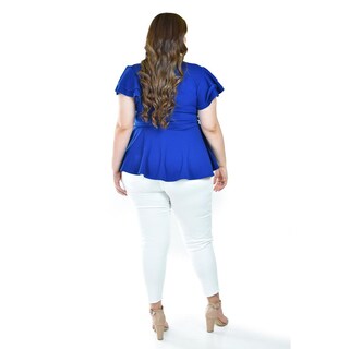 Foto 3 | Blusa De Corte Peplum Roman Fashion /juvenil, 1869 (azul Rey) Azul