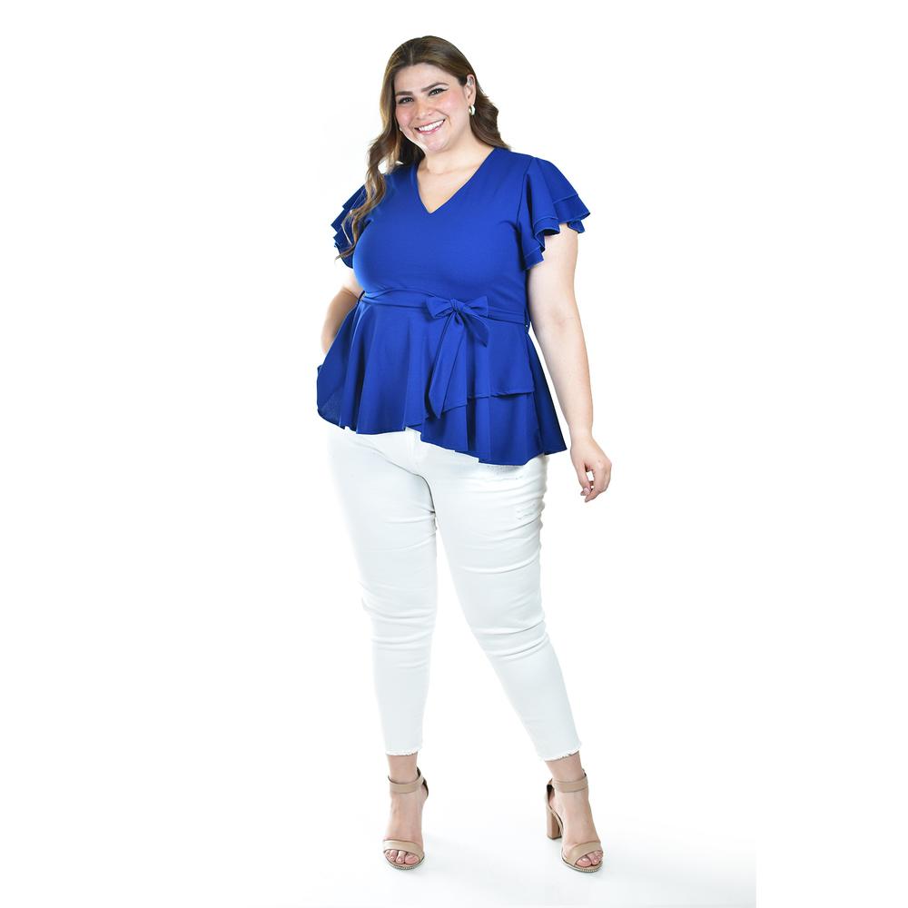 Foto 4 | Blusa De Corte Peplum Roman Fashion /juvenil, 1869 (azul Rey) Azul