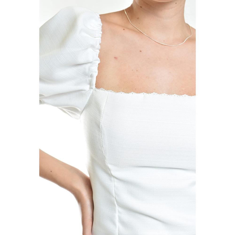 Foto 5 pulgar | Blusa Smock De Escote Cuadrado Roman Fashion/juvenil, 6955 (blanco) Blanco