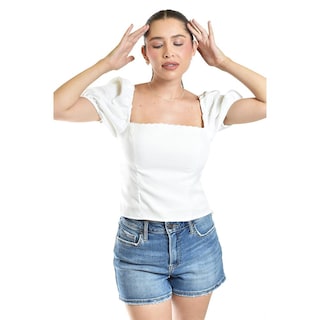 Foto 5 | Blusa Smock De Escote Cuadrado Roman Fashion/juvenil, 6955 (blanco) Blanco