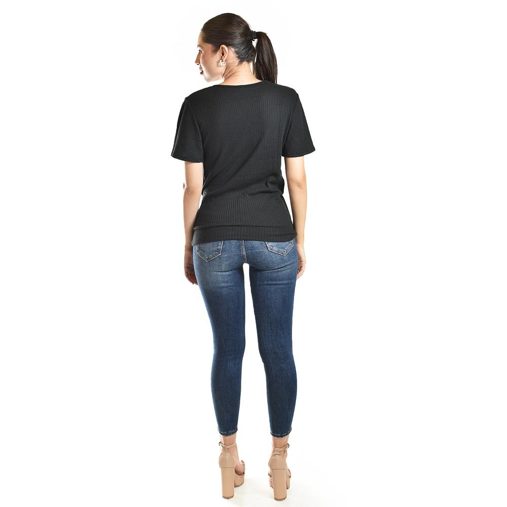 Foto 4 pulgar | Blusa Cruzada Con Botones Roman Fashion /juvenil, 8074 (negro) Negro