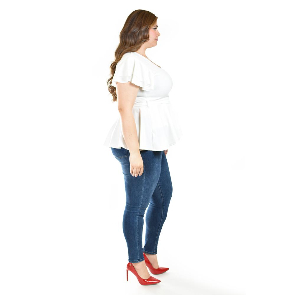 Foto 2 | Blusa De Corte Peplum Roman Fashion /juvenil, 1869 (blanco) Blanco