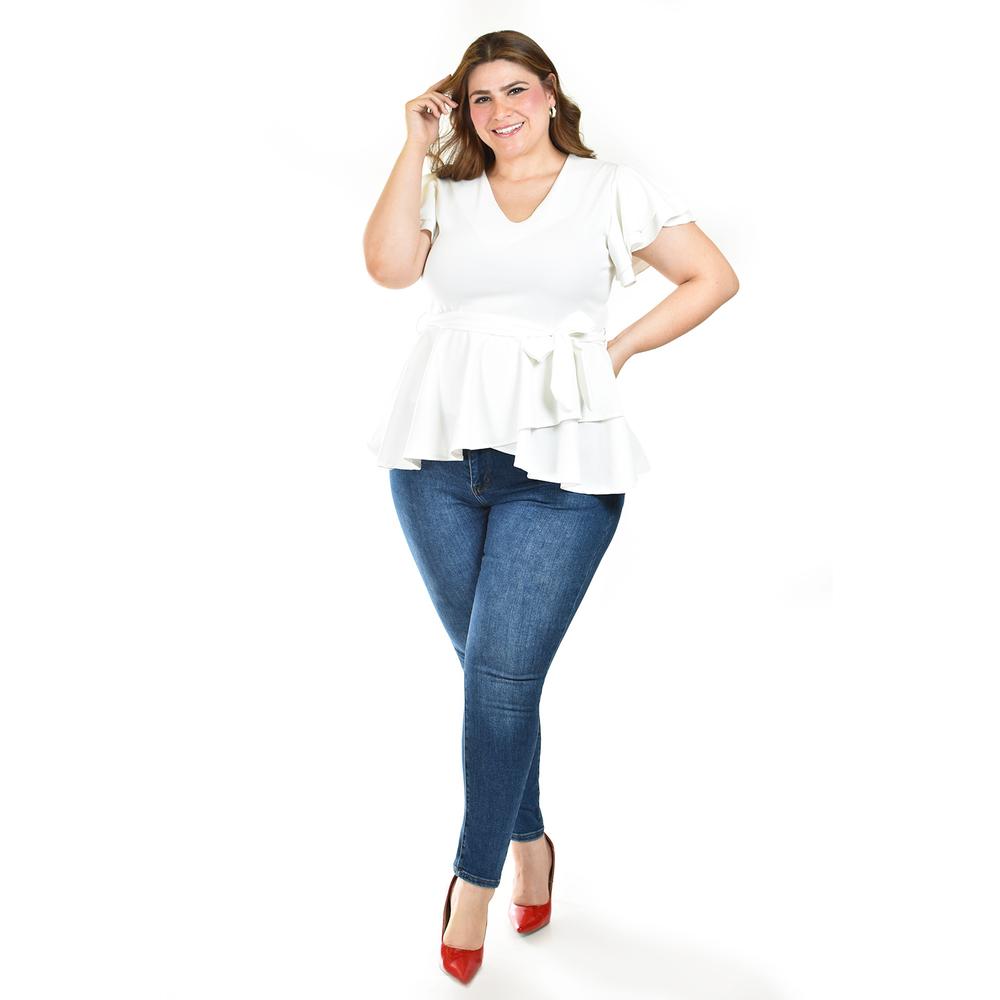Foto 4 pulgar | Blusa De Corte Peplum Roman Fashion /juvenil, 1869 (blanco) Blanco