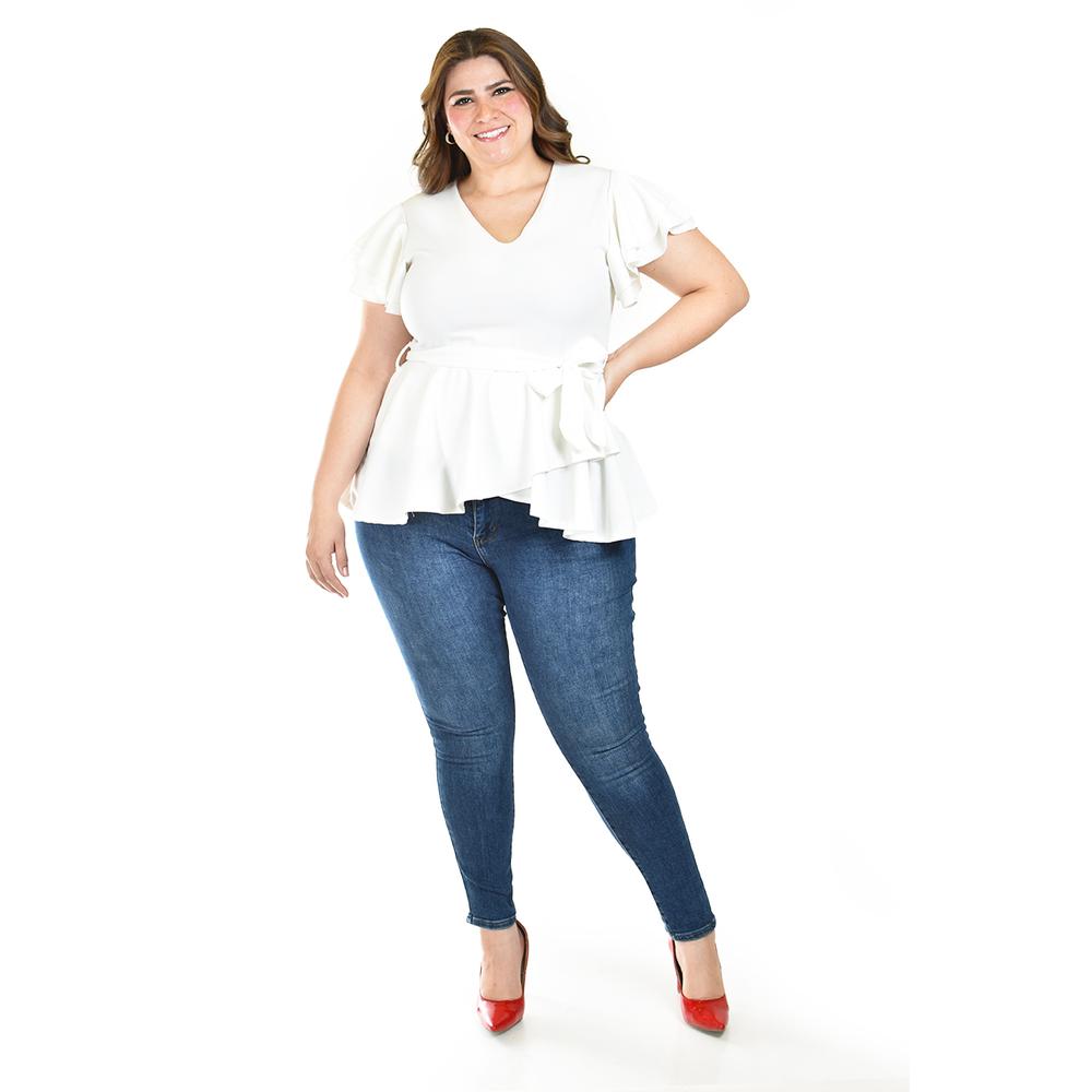 Foto 6 pulgar | Blusa De Corte Peplum Roman Fashion /juvenil, 1869 (blanco) Blanco