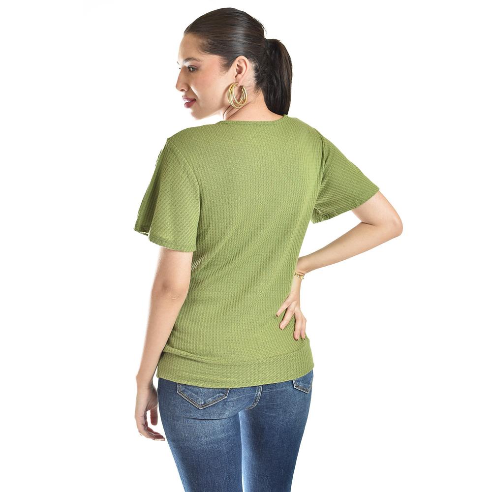 Foto 4 pulgar | Blusa Cruzada Con Botones Roman Fashion /juvenil, 8074 (verde Militar) Verde