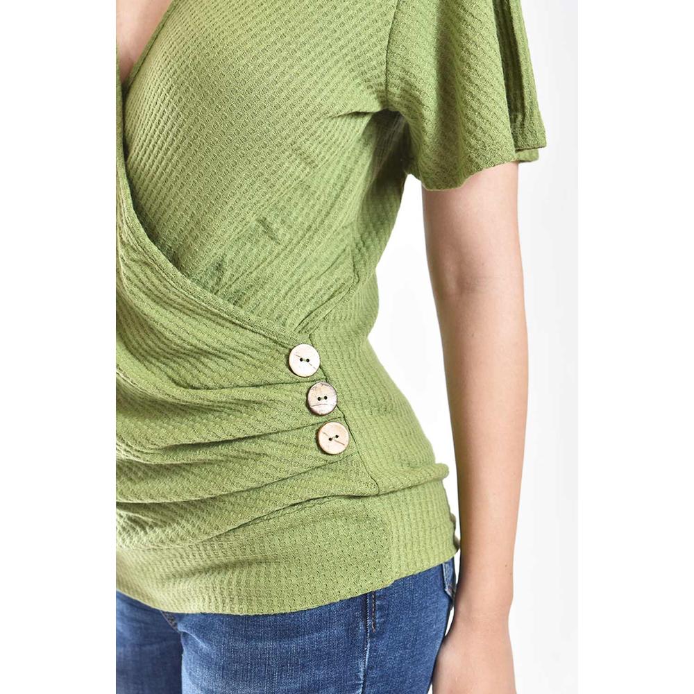 Foto 5 pulgar | Blusa Cruzada Con Botones Roman Fashion /juvenil, 8074 (verde Militar) Verde
