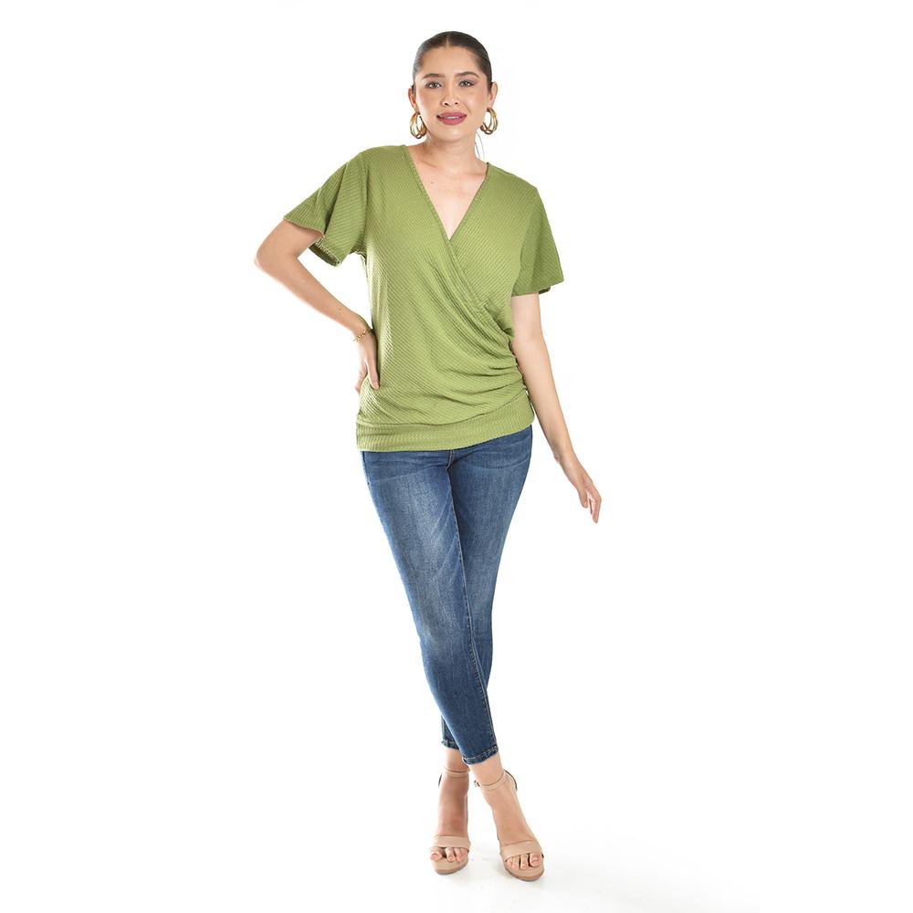 Foto 6 pulgar | Blusa Cruzada Con Botones Roman Fashion /juvenil, 8074 (verde Militar) Verde