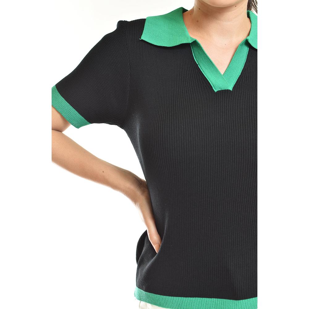 Foto 5 pulgar | Blusa Acanalada Tipo Polo Roman Fashion /juvenil, 7280 (negro) Negro
