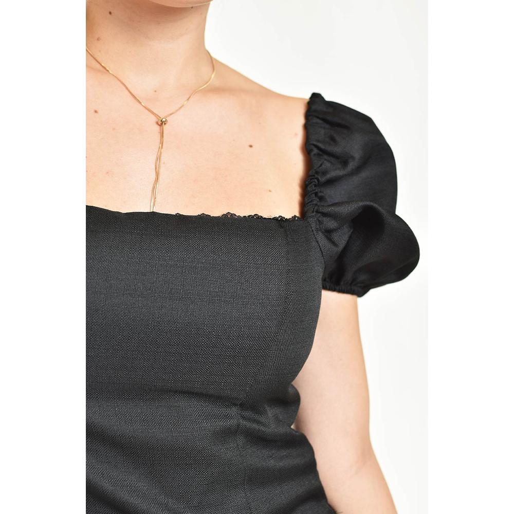 Foto 5 pulgar | Blusa Smock De Escote Cuadrado Roman Fashion/juvenil, 6955 (negro) Negro
