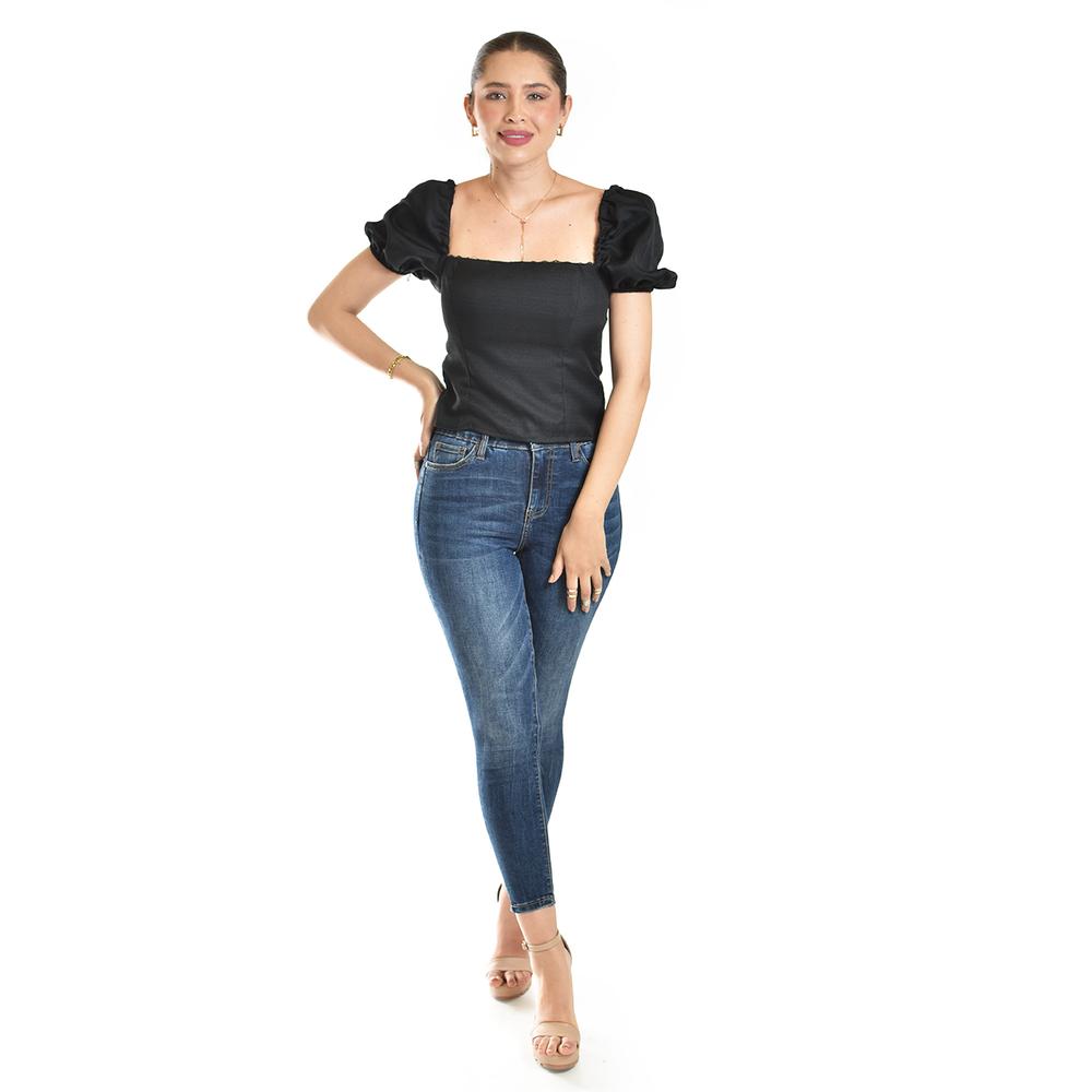 Foto 5 | Blusa Smock De Escote Cuadrado Roman Fashion/juvenil, 6955 (negro) Negro