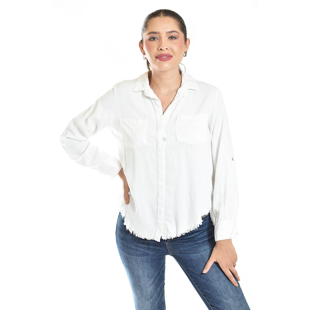 Blusa Con Detalle Deshilachado Roman Fashion /juvenil, 2931 (blanco) Blanco