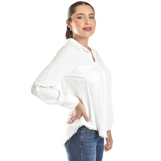 Foto 2 | Blusa Con Detalle Deshilachado Roman Fashion /juvenil, 2931 (blanco) Blanco