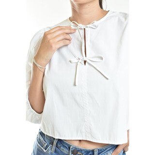 Foto 4 | Blusa Escote Con Lazos Roman Fashion /juvenil, 6944 (blanco) Blanco
