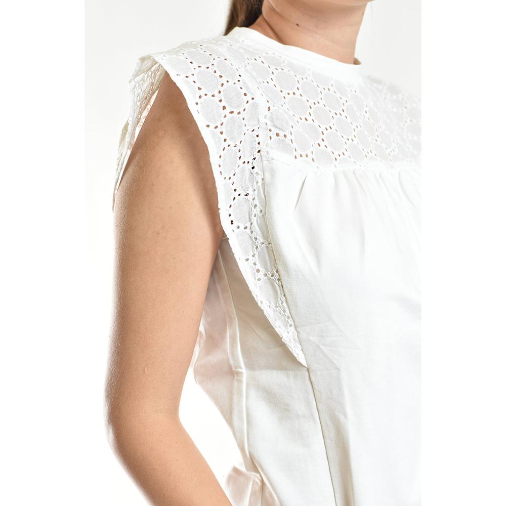 Foto 5 pulgar | Blusa Con Detalle De Encaje Calado Roman Fashion/juvenil, 6543 (blanco) Blanco