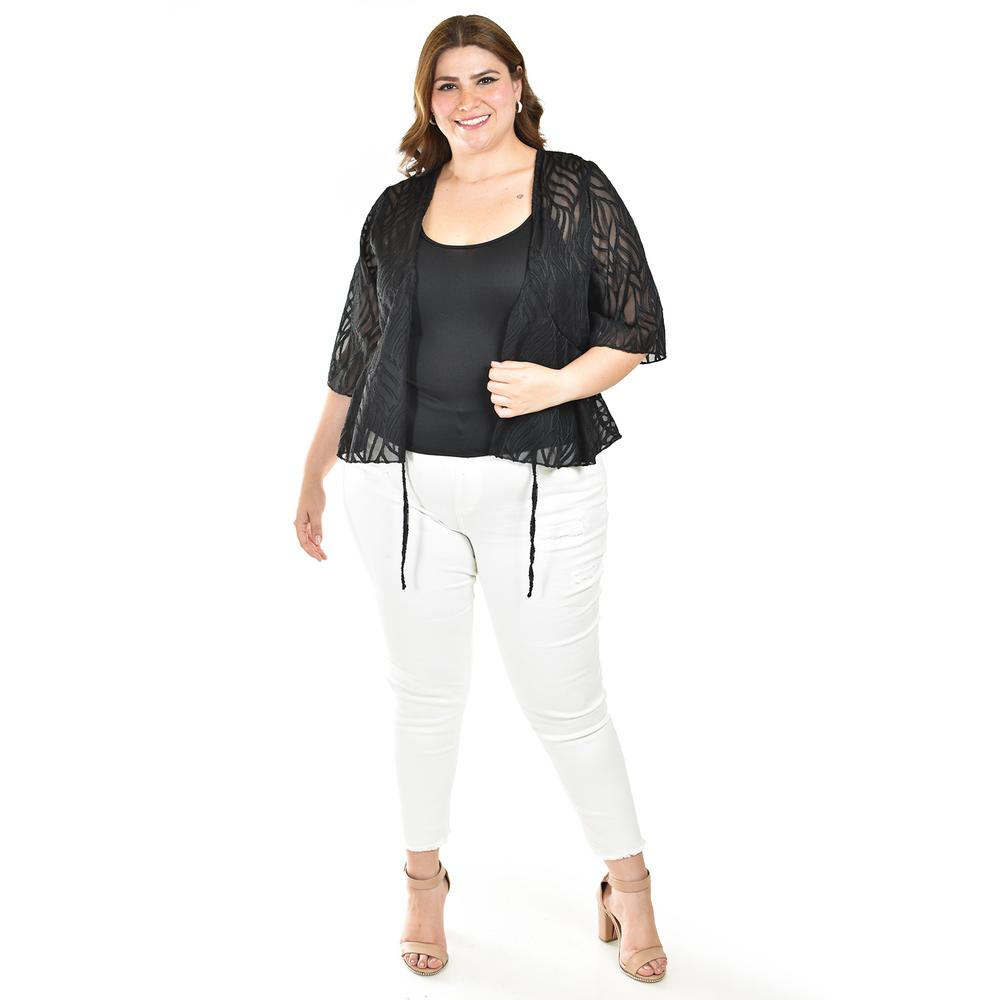 Foto 6 pulgar | Ensamble Tipo Kimono Con Blusa Básica Roman Fashion / Tallas Extras, 1892 (negro) Negro
