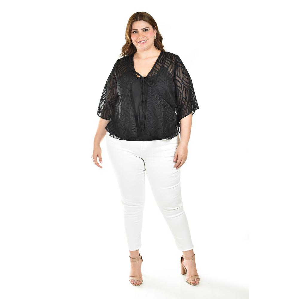 Foto 6 | Ensamble Tipo Kimono Con Blusa Básica Roman Fashion / Tallas Extras, 1892 (negro) Negro