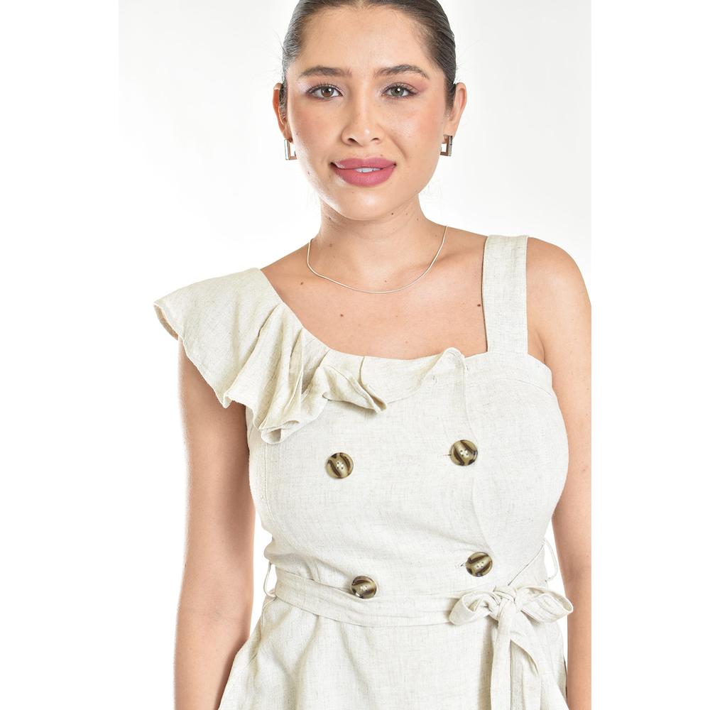 Foto 4 | Blusa Asimétrica Con Botones Y Cinturón Roman Fashion/juvenil, 20287 (arena) Beige