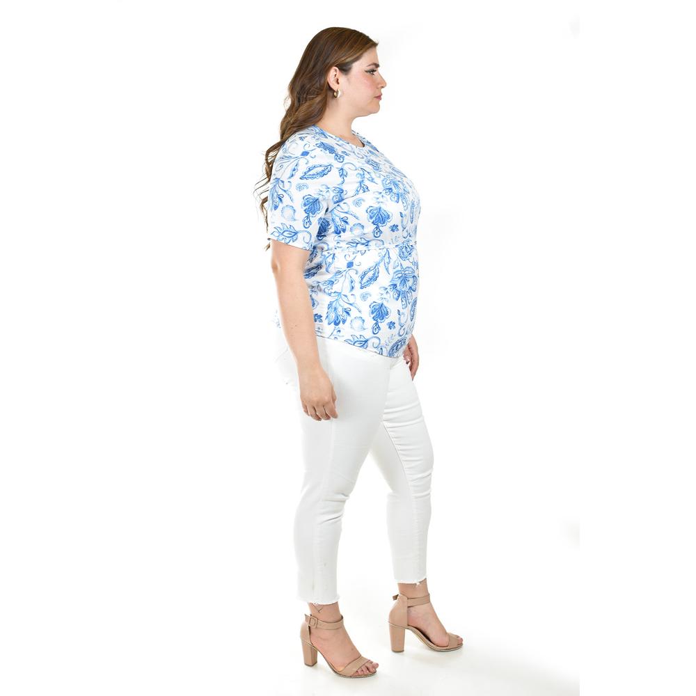Foto 3 pulgar | Blusa Estampada Con Cinturón Ajustable Roman Fashion/tallas Extras, 1895 (azul Rey) Azul