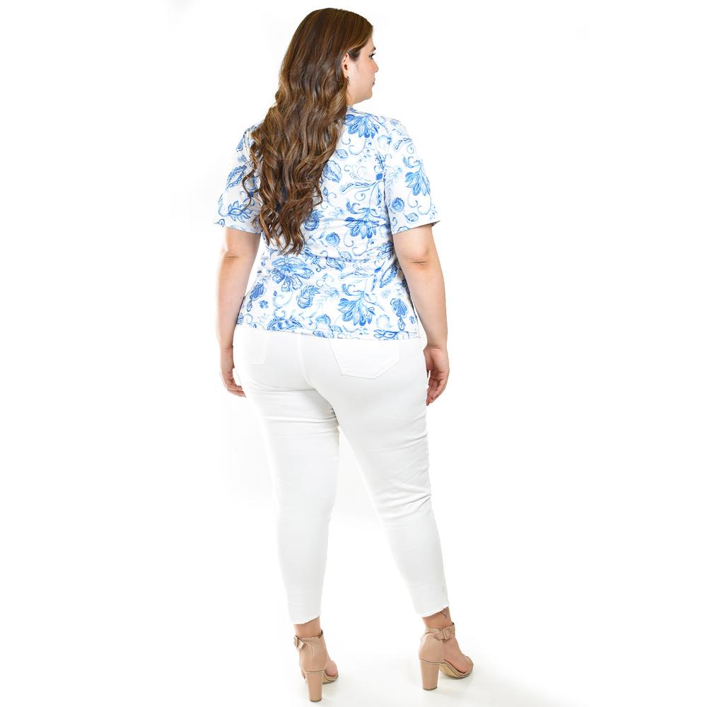 Foto 4 pulgar | Blusa Estampada Con Cinturón Ajustable Roman Fashion/tallas Extras, 1895 (azul Rey) Azul