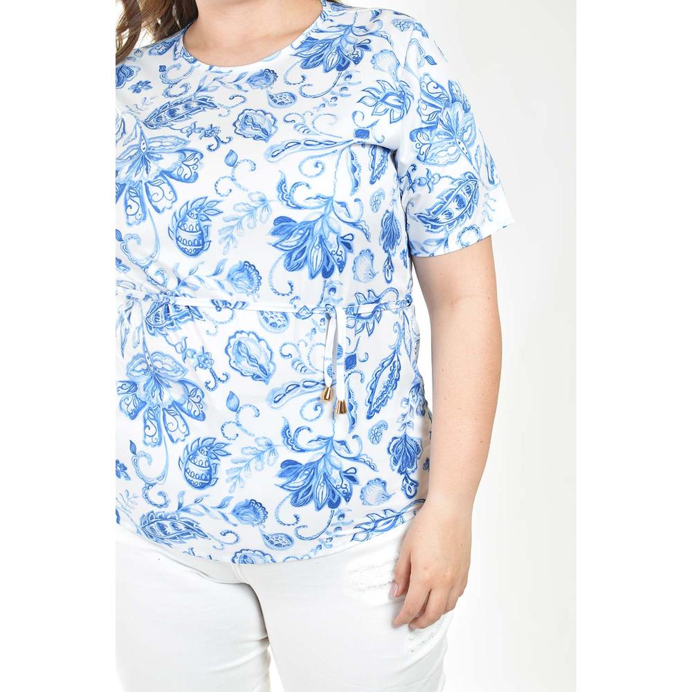 Foto 5 pulgar | Blusa Estampada Con Cinturón Ajustable Roman Fashion/tallas Extras, 1895 (azul Rey) Azul