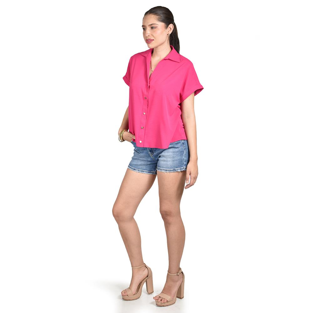 Foto 3 pulgar | Blusa Casual Manga Corta Roman Fashion /juvenil, 5112 (fiusha) Fucsia