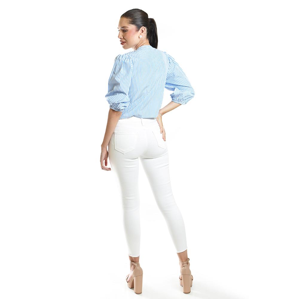 Foto 4 pulgar | Blusa Escote Con Lazos Roman Fashion /juvenil, 6944 (azul Claro) Azul Cielo