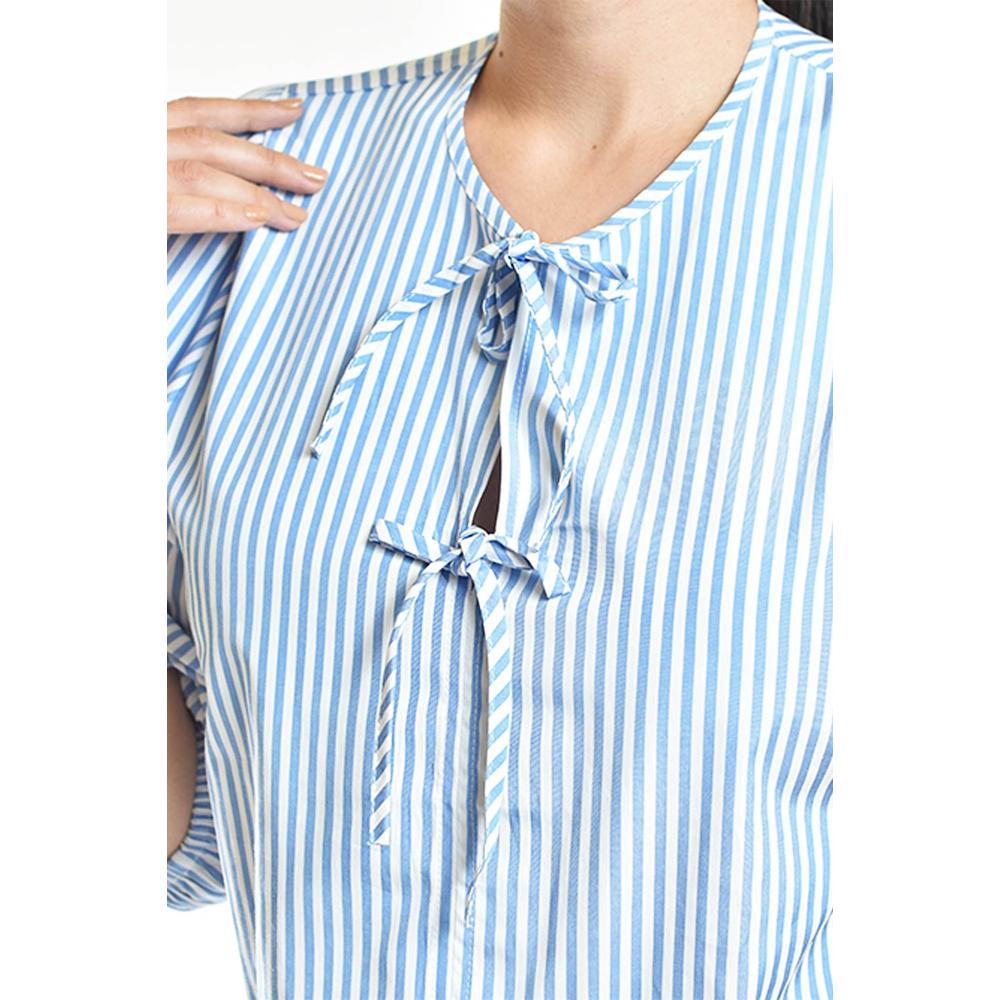 Foto 5 pulgar | Blusa Escote Con Lazos Roman Fashion /juvenil, 6944 (azul Claro) Azul Cielo
