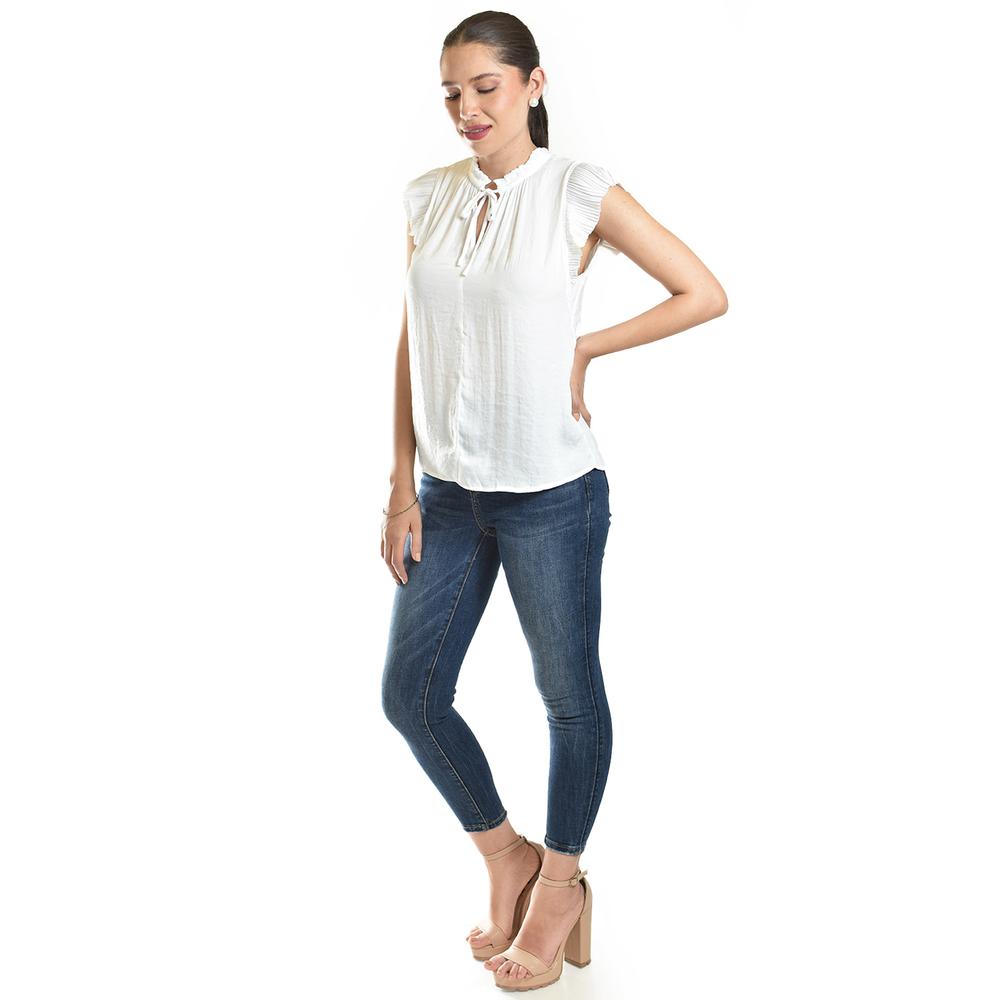 Foto 2 | Blusa De Manga Plisada Roman Fashion/juvenil, 10205 (blanco) Blanco