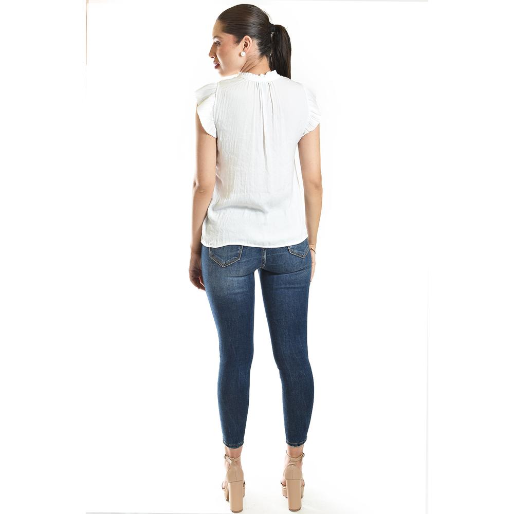 Foto 3 | Blusa De Manga Plisada Roman Fashion/juvenil, 10205 (blanco) Blanco