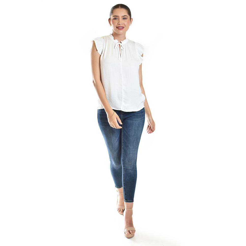 Foto 5 | Blusa De Manga Plisada Roman Fashion/juvenil, 10205 (blanco) Blanco