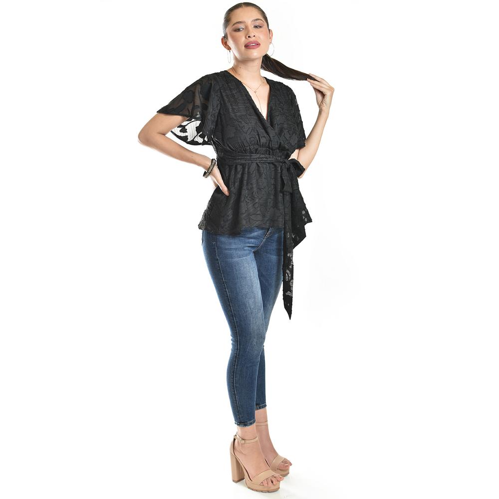 Foto 3 pulgar | Blusa De Encaje Roman Fashion /juvenil, 5113 (negro) Negro