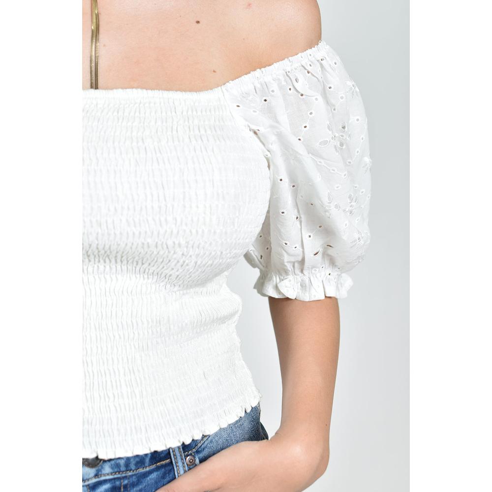 Foto 5 pulgar | Blusa Smock Con Manga Bordada Roman Fashion/juvenil, 6314 (blanco) Blanco