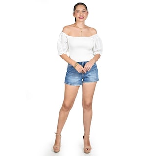Foto 5 | Blusa Smock Con Manga Bordada Roman Fashion/juvenil, 6314 (blanco) Blanco