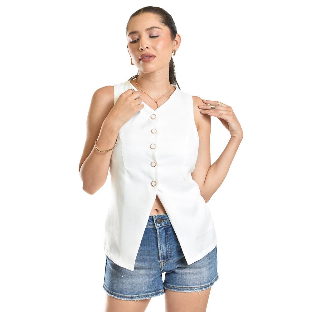 Blusa Tipo Chaleco Roman Fashion /juvenil, 6958 (blanco) Blanco