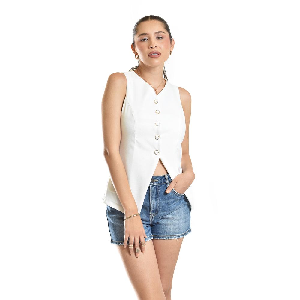 Foto 3 pulgar | Blusa Tipo Chaleco Roman Fashion /juvenil, 6958 (blanco) Blanco