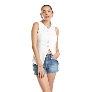 Foto 2 | Blusa Tipo Chaleco Roman Fashion /juvenil, 6958 (blanco) Blanco