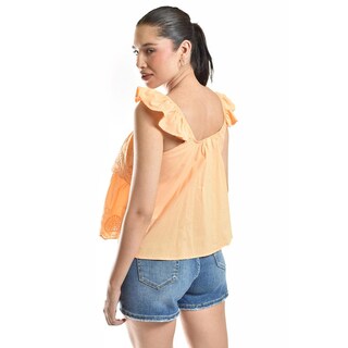 Foto 3 | Blusa Con Bordado Y Olanes Roman Fashion/juvenil, 081 (naranja) Naranja
