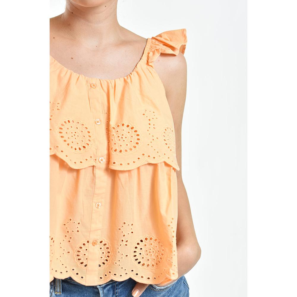 Foto 5 pulgar | Blusa Con Bordado Y Olanes Roman Fashion/juvenil, 081 (naranja) Naranja