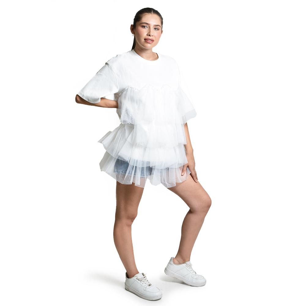 Foto 3 pulgar | Blusa Larga De Tul Roman Fashion/juvenil, 11360 (blanco) Blanco