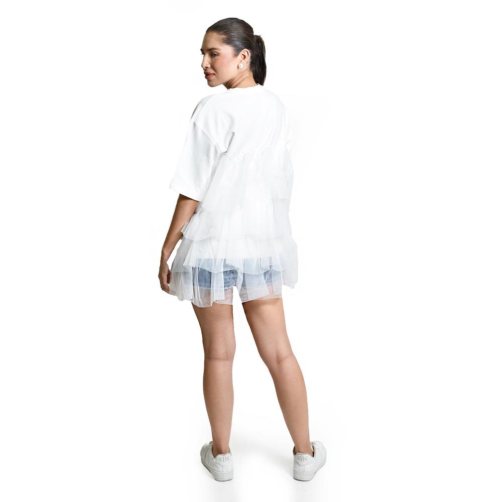 Foto 4 pulgar | Blusa Larga De Tul Roman Fashion/juvenil, 11360 (blanco) Blanco