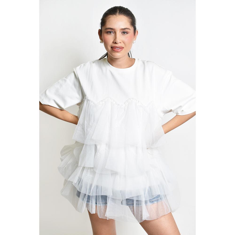 Foto 6 pulgar | Blusa Larga De Tul Roman Fashion/juvenil, 11360 (blanco) Blanco