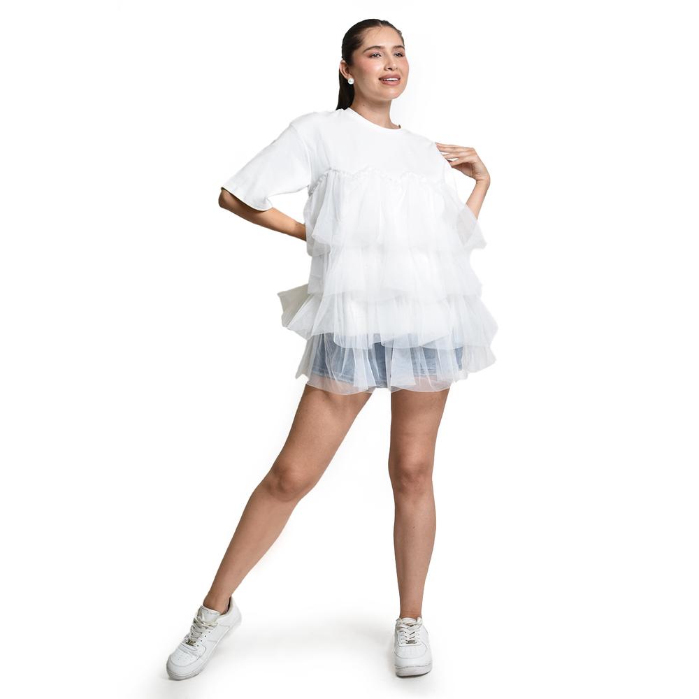Foto 7 pulgar | Blusa Larga De Tul Roman Fashion/juvenil, 11360 (blanco) Blanco