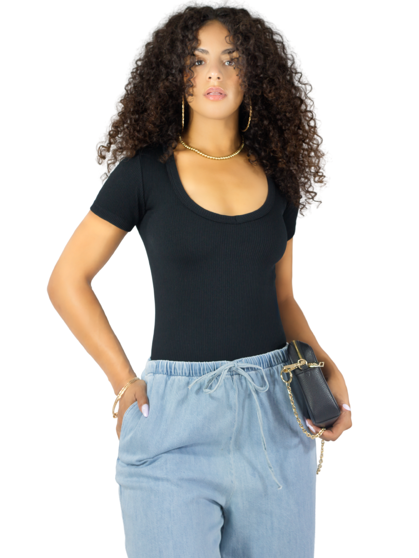 Player Mujer Texturizada Casual Stretch Bl-1027  Negro Blusa Dama Top