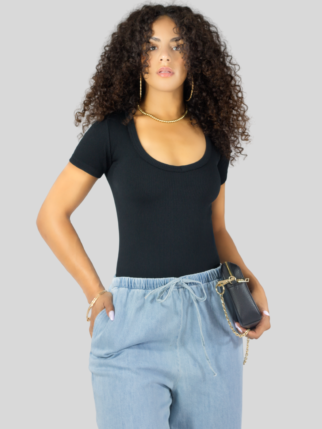 Foto 5 pulgar | Player Mujer Texturizada Casual Stretch Bl-1027  Negro Blusa Dama Top