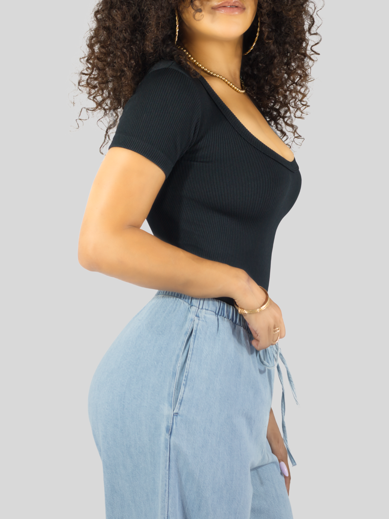 Foto 6 pulgar | Player Mujer Texturizada Casual Stretch Bl-1027  Negro Blusa Dama Top