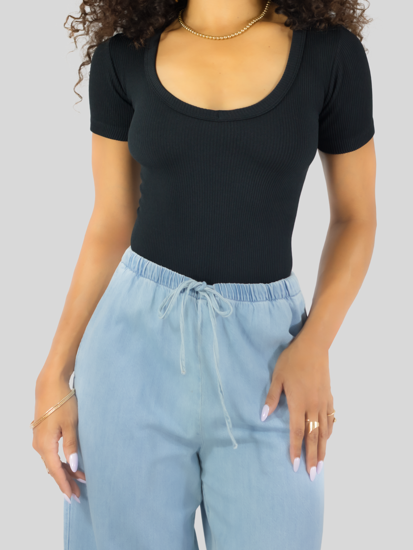 Foto 7 pulgar | Player Mujer Texturizada Casual Stretch Bl-1027  Negro Blusa Dama Top