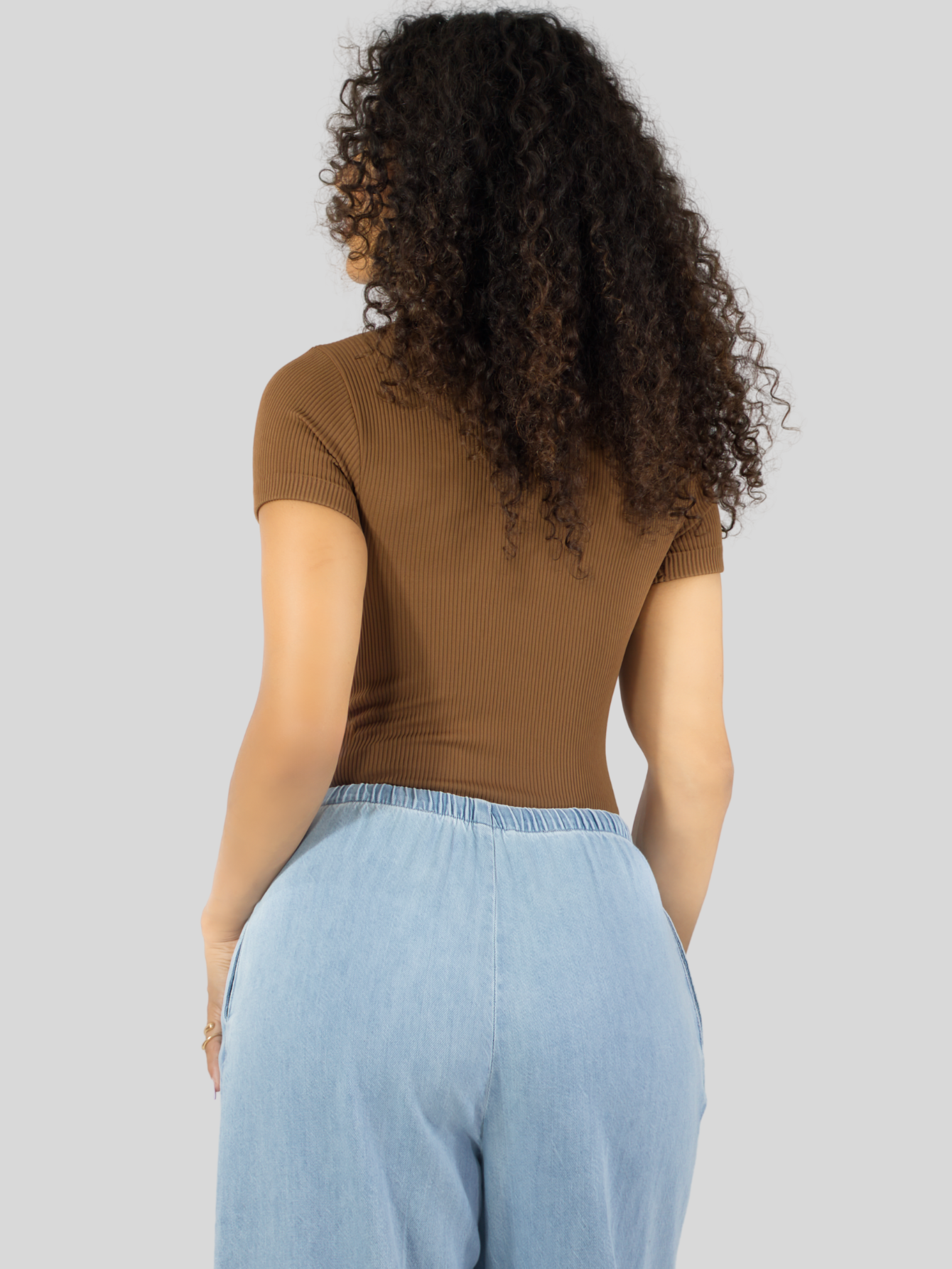 Foto 4 pulgar | Player Mujer Texturizada Casual Stretch Bl-1027  Café Claro Blusa Dama Top