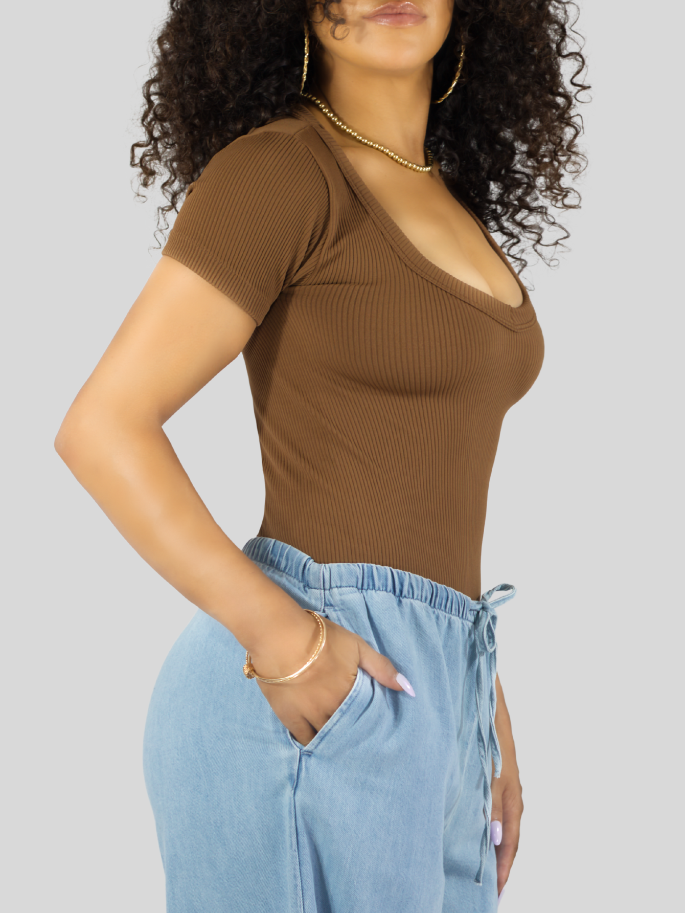 Foto 6 pulgar | Player Mujer Texturizada Casual Stretch Bl-1027  Café Claro Blusa Dama Top