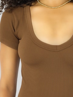 Foto 7 | Player Mujer Texturizada Casual Stretch Bl-1027 Café Claro Blusa Dama Top